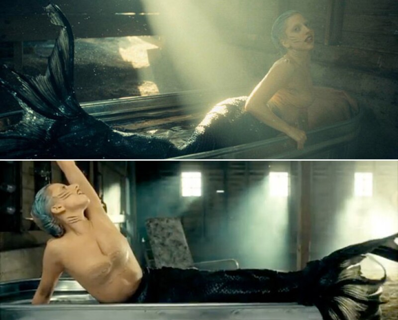 Escenas del video You and I, donde Gaga se caracterizó de sirena.