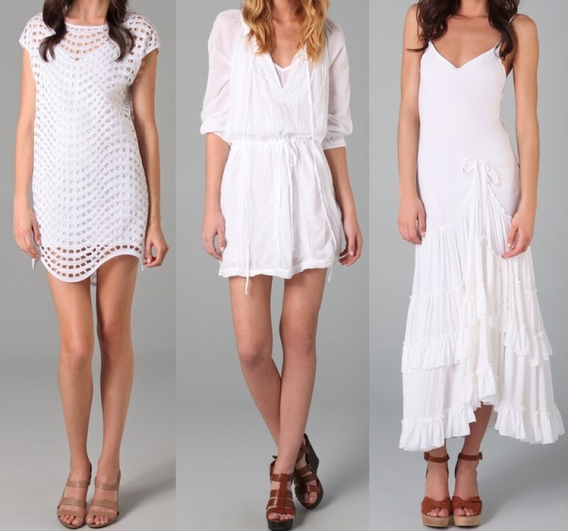Thread Social, Velvet y Free People tienen varios modelos de vestidos blancos.