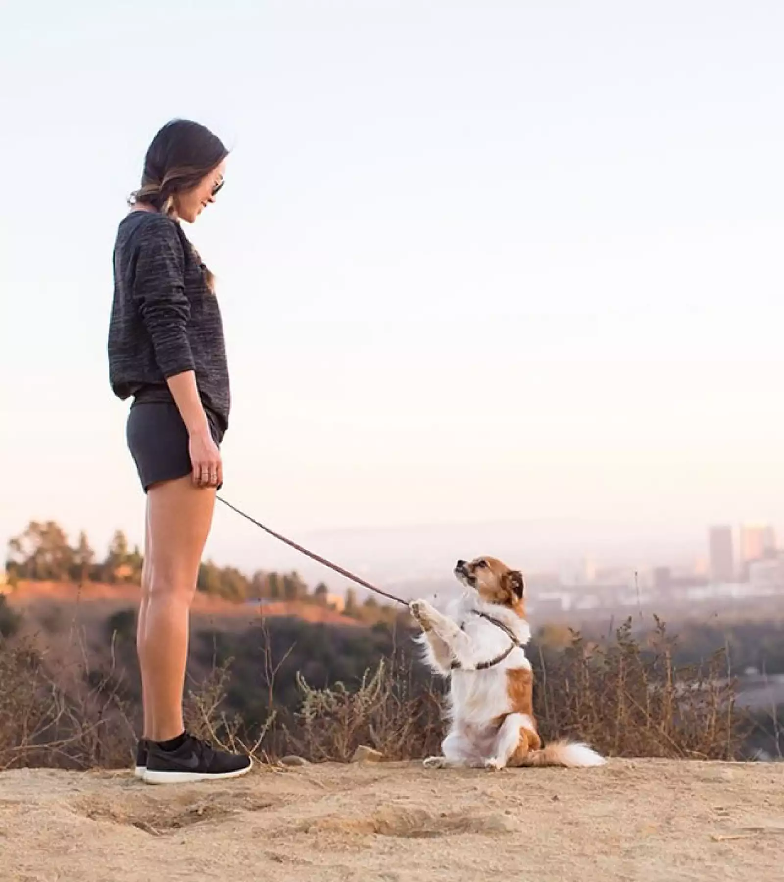 Aimee Song de Song of Style con Charcoal dando un paseo.