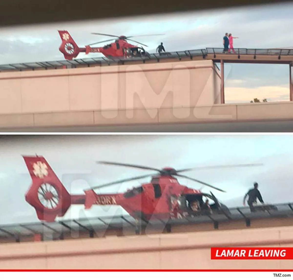 El portal TMZ reveló estas imágenes del traslado de Lamar Odom a Los Ángeles, donde continuará con su recuperación.