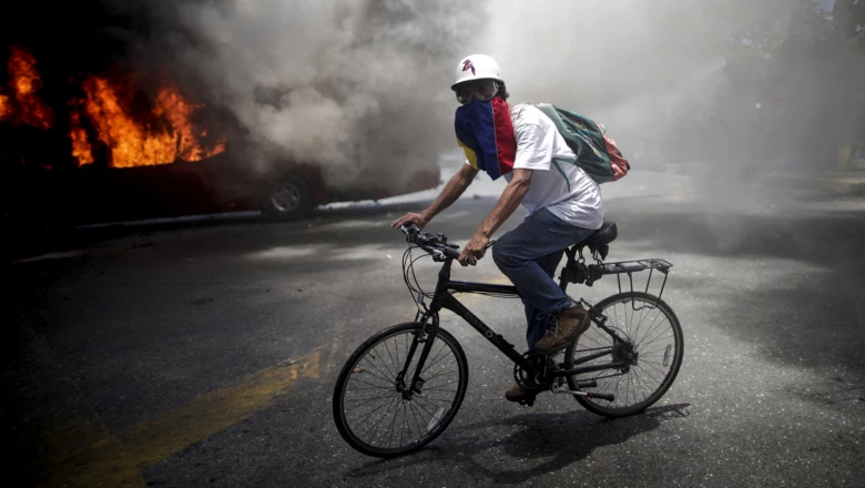 Opposition demonstration near the Generalisimo Francisco de Miranda Airbase "La Carlota" in Caracas