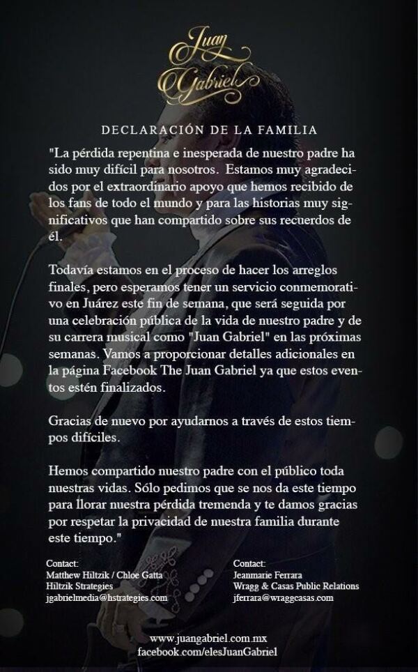 Comunicado de la familia