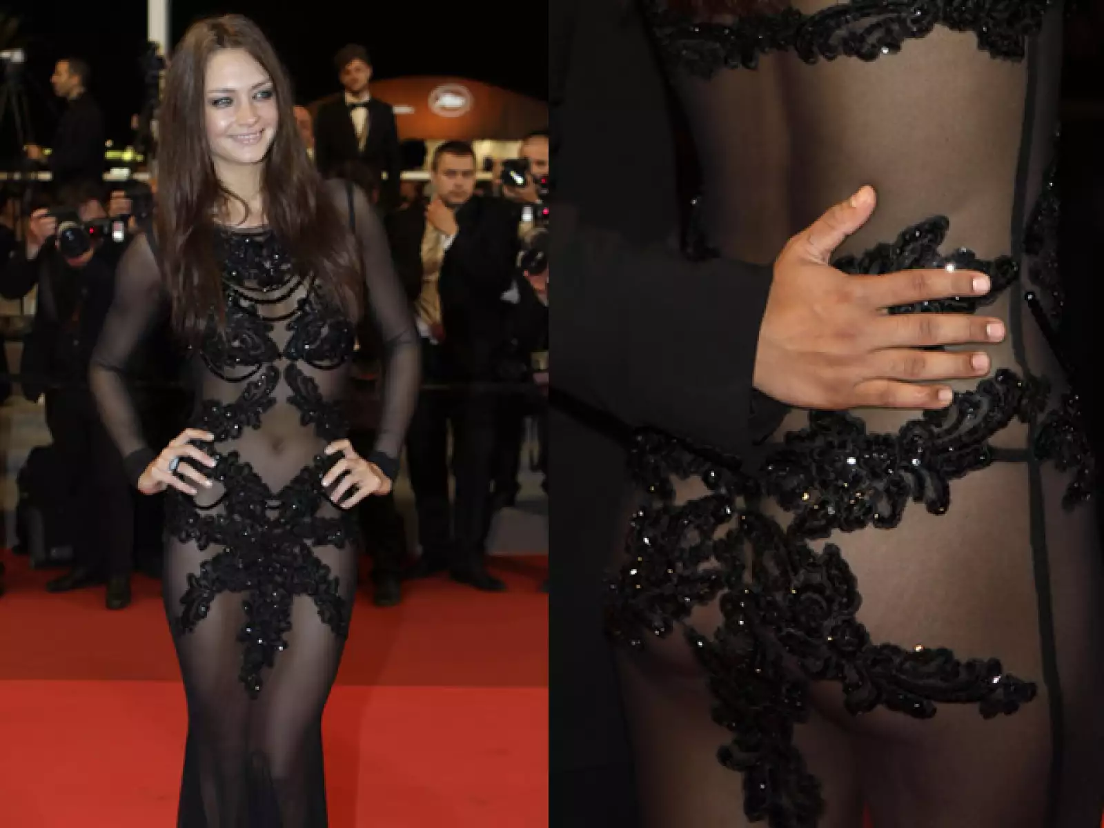 El vestido que usó Candice Boucher durante el Festival de Cine de Cannes sólo cubría lo indispensable.