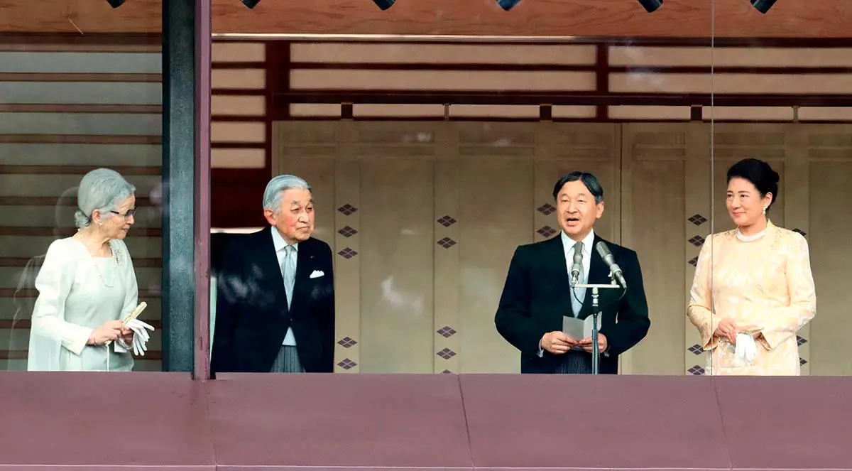 emperador japonés Naruhito, emperatriz Masako, ex emperador Akihito, ex emperatriz Michiko