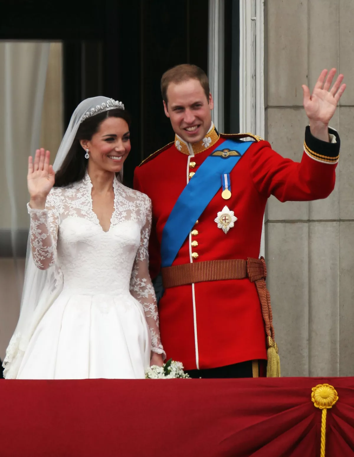 Kate Middleton y el príncipe William el día de su boda