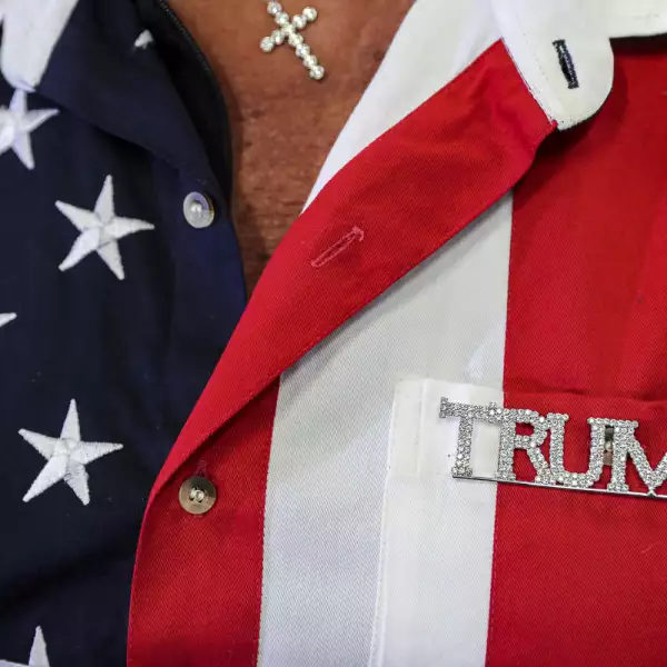 U.S. President Donald Trump addresses a campaign rally in Wildwood