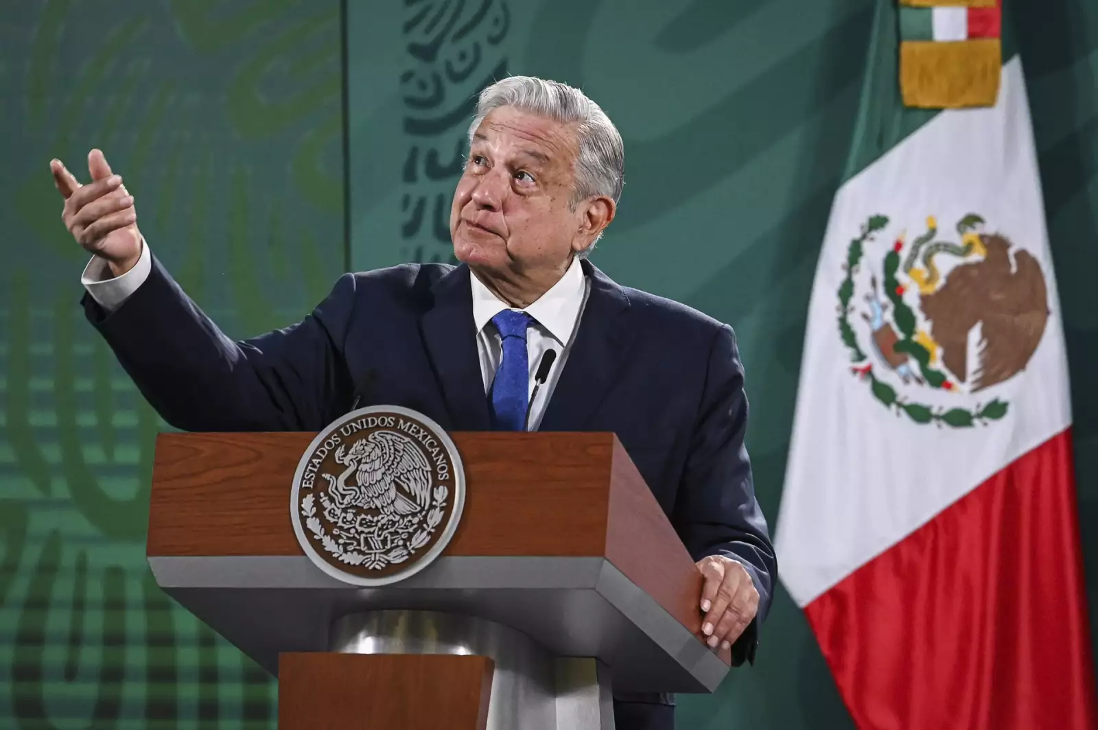 Andrés Manuel López Obrador, presidente de México, encabeza la conferencia mañanera de este lunes en el Palacio Nacional.