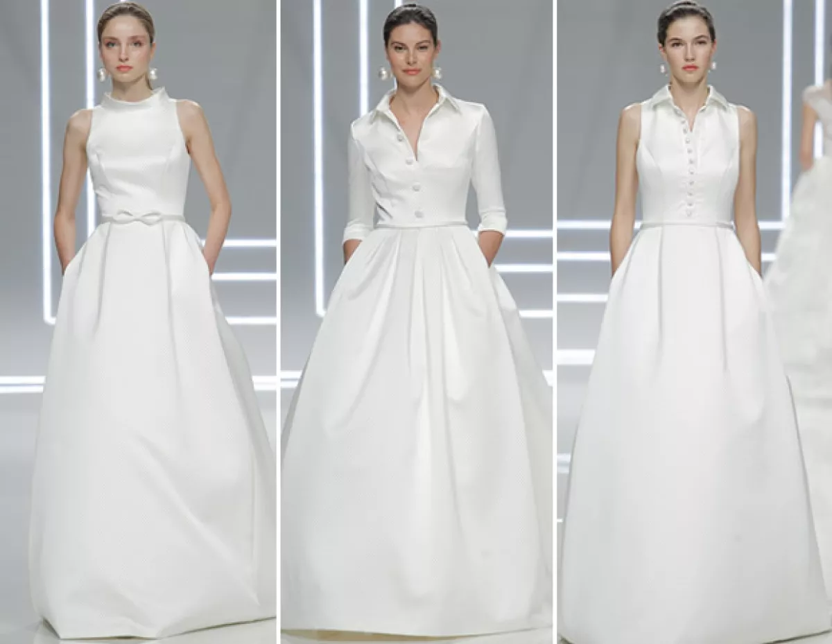 La sección de los vestidos de cloqué de seda fue de las más aplaudidas durante el desfile.