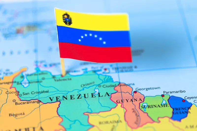 Map and flag of Venezuela