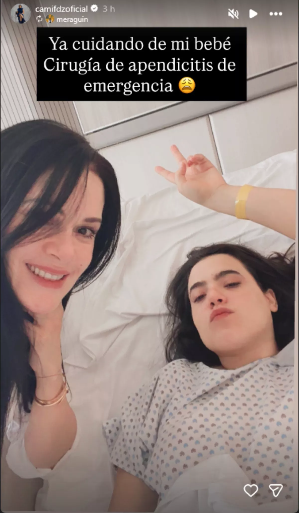 Camila Fernández hospitalizada de emergencia por un caso de apendicitis