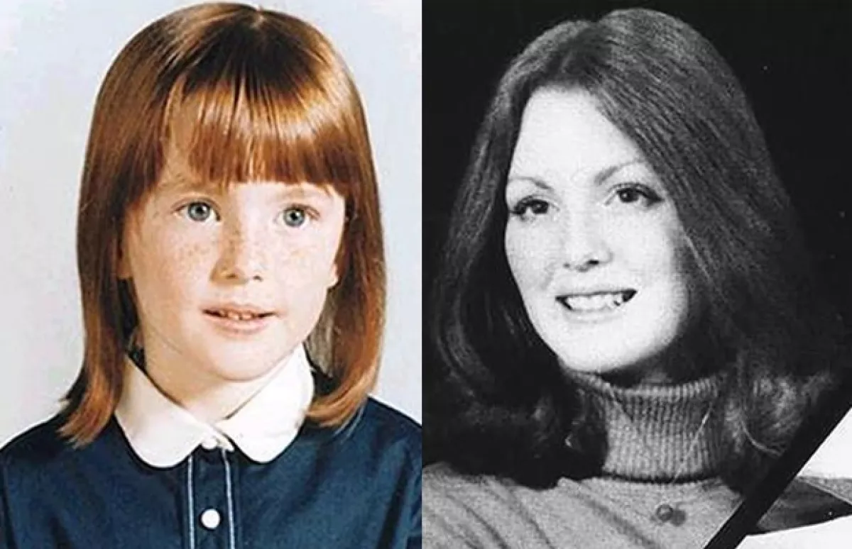 Julianne Moore en 1966 y 1979.