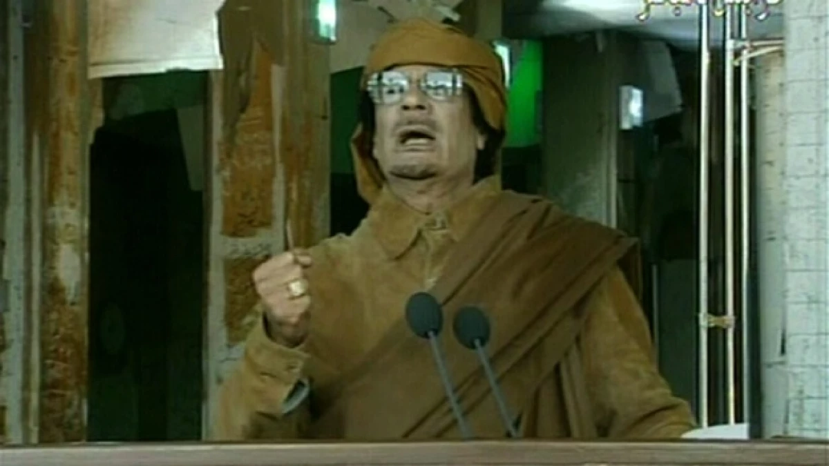 Moammar Gadhafi en mensaje televisivo Libia