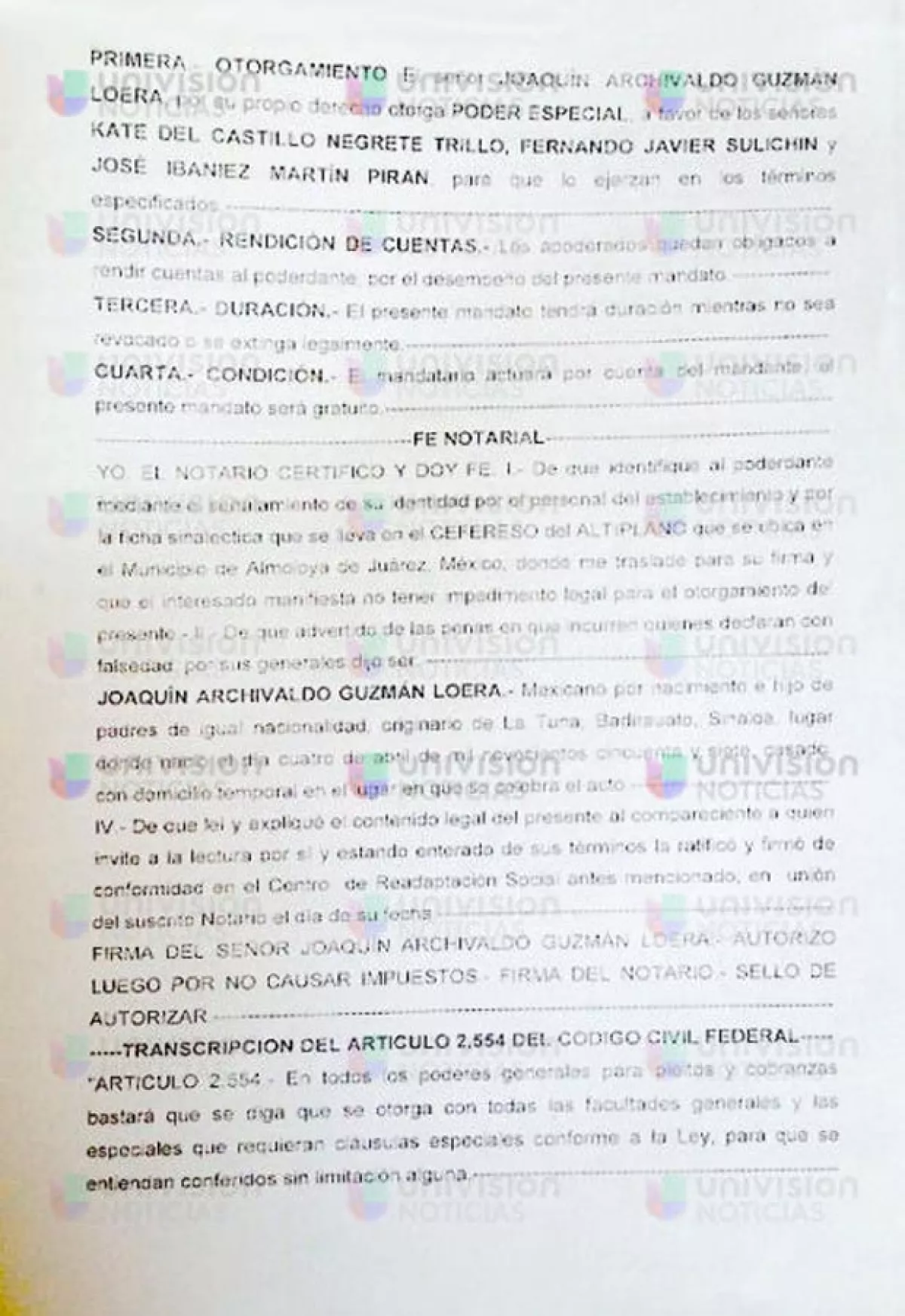 El documento especifica que la actriz estará facultada con carácter exclusivo.