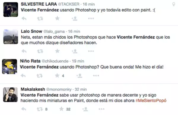 Algunos de los tuits que han brotado en Twitter debido a las imágenes que Vicente Fernández editó con Photoshop.