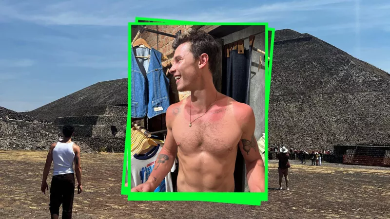 Shawn Mendes olvidó aplicarse bloqueador mientras visitaba las pirámides de Teotihuacán. 