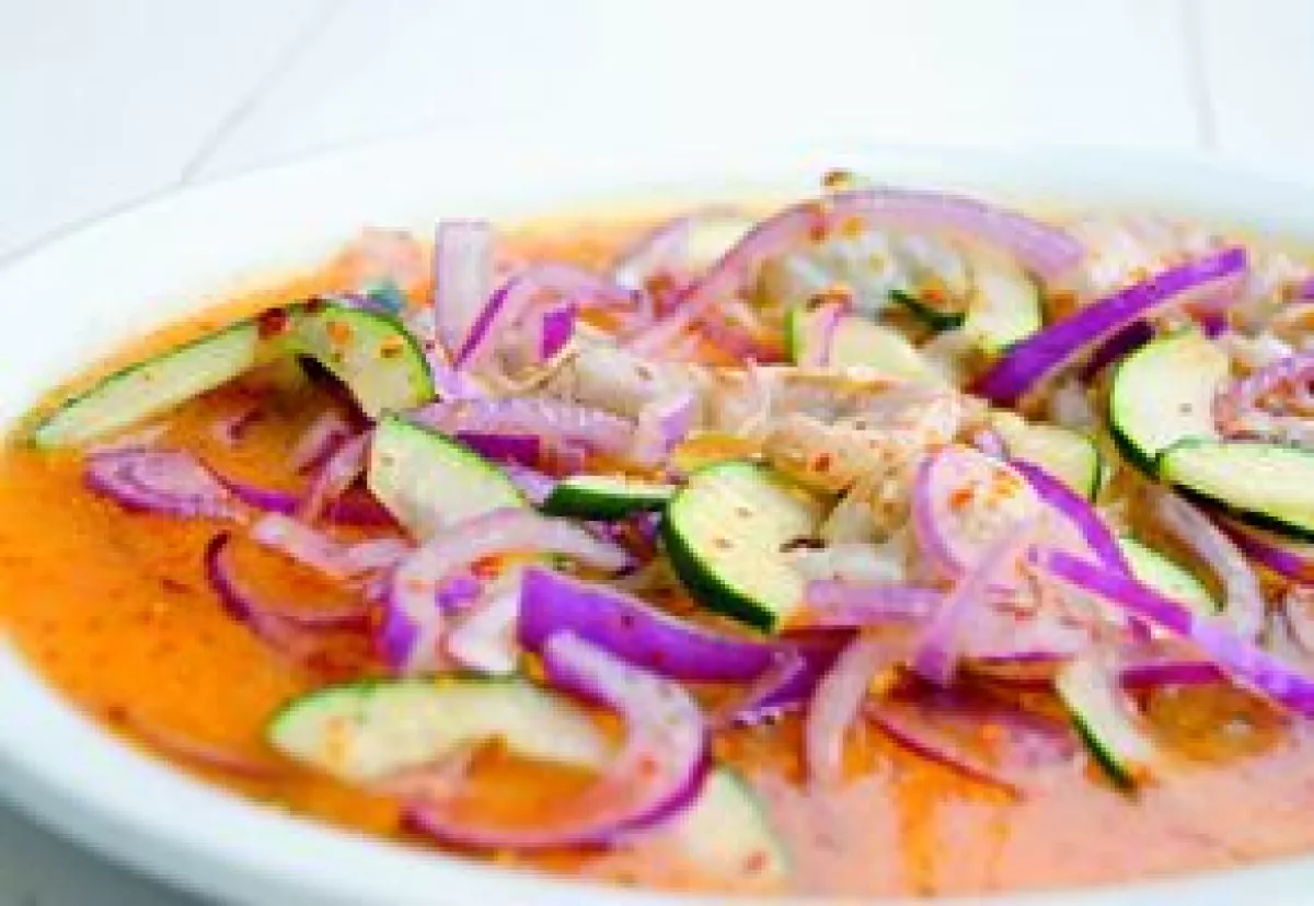 Aguachile de camarón rojo.