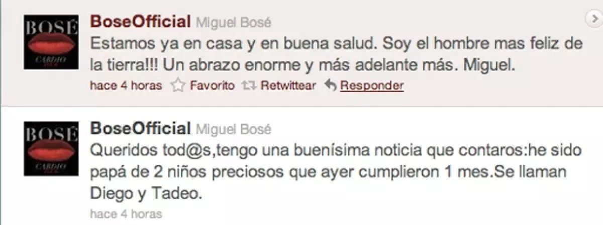 Como todo un papá orgulloso, Bosé anunció que sus hijos cumplen un mes de nacidos.