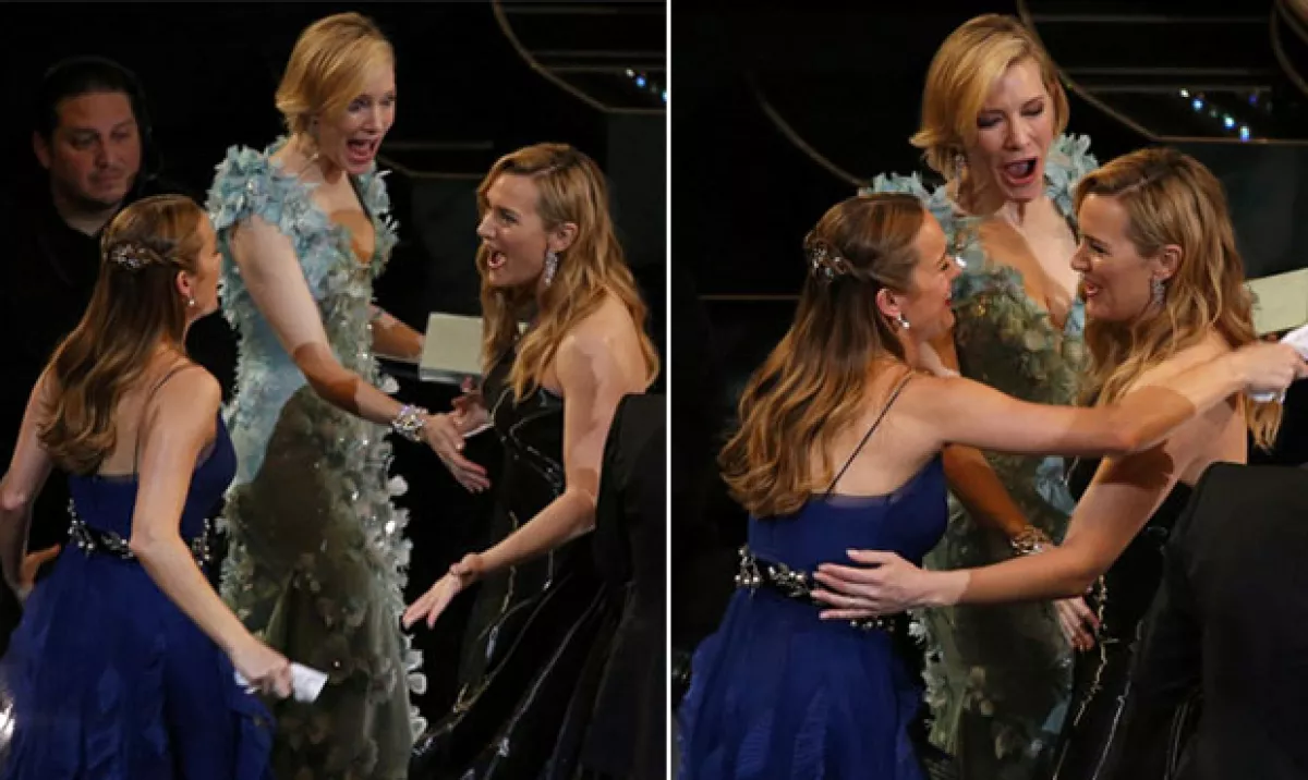 Kate Winslet no ocultó la felicidad que sentía.