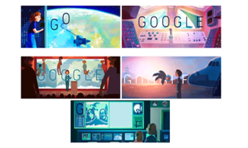 Estos son los cinco doodles dedicados a la astronauta de EU. (Foto: Google.com)