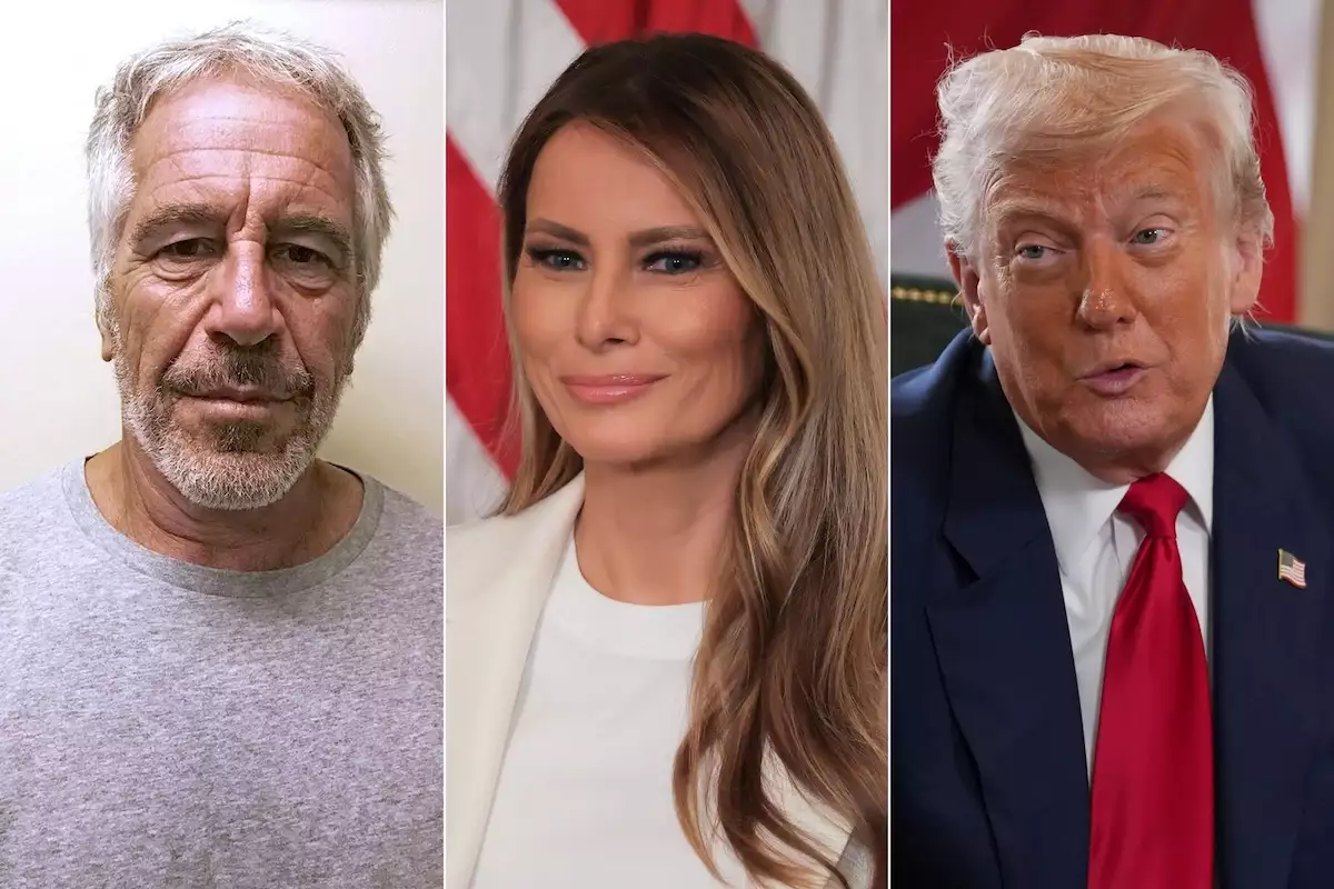 Imagen armada con fotos de Jeffrey Epstein, Melania Trump y Donald Trump