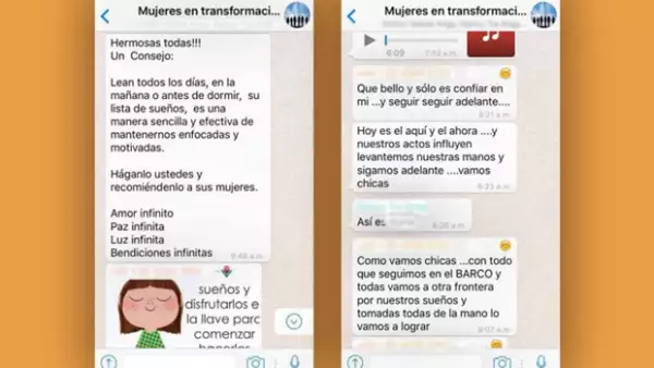 omunicación constante. La interacción entre las integrantes no debe descuidarse. Constantemente todas deben estar alimentando el chat con mensajes de ánimo, superación y positivismo. De lo contrario se le llamará la atención a quién no lo haga, dice la filosofía del esquema.