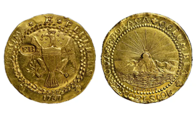 El doblón de oro, el primero acuñado en Estados Unidos, fue fabricado por un vecino de George Washington en NY. (Foto: EFE)