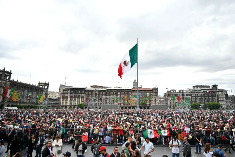 Festejos en el zócalo de la Ciudad de México por el 15 de septiembre.