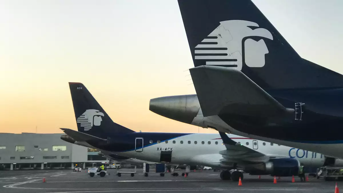 Aviones de Aeroméxico en el aeropuerto de la ciudad de México.