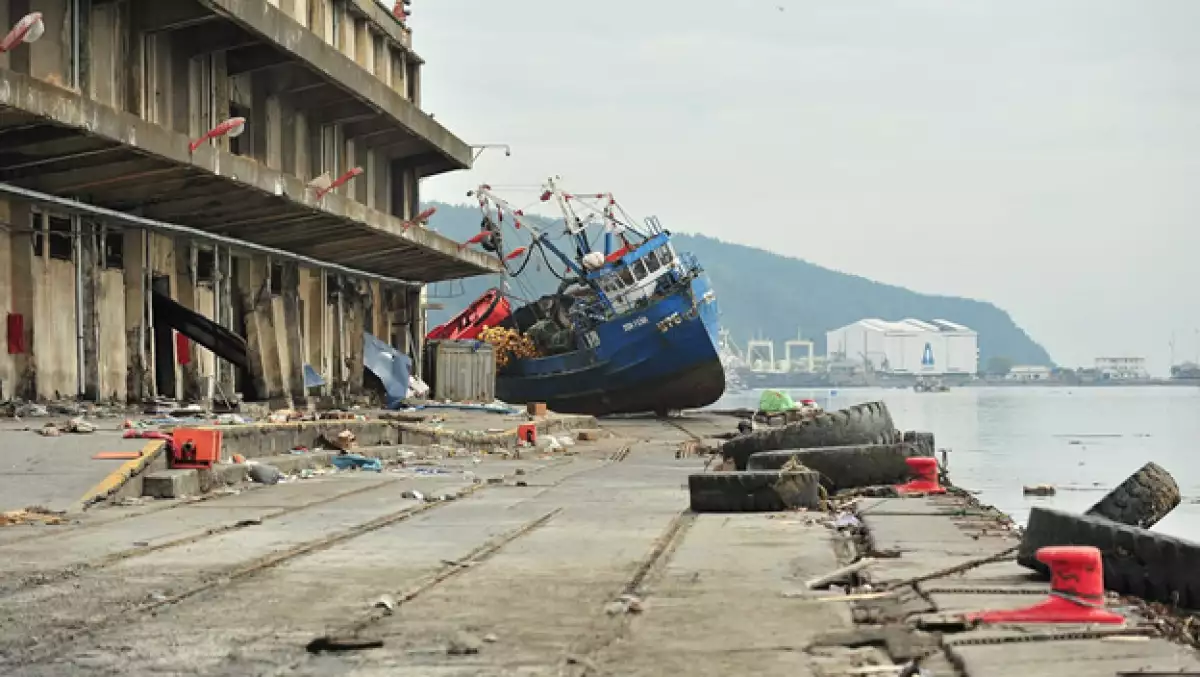 Imagen del puerto de Talcahuano, una de las zonas arrasadas por el sismo del 27 de febrero