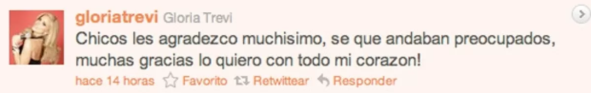 Gloria agradeció a sus fans por estar al pendiente de ella.