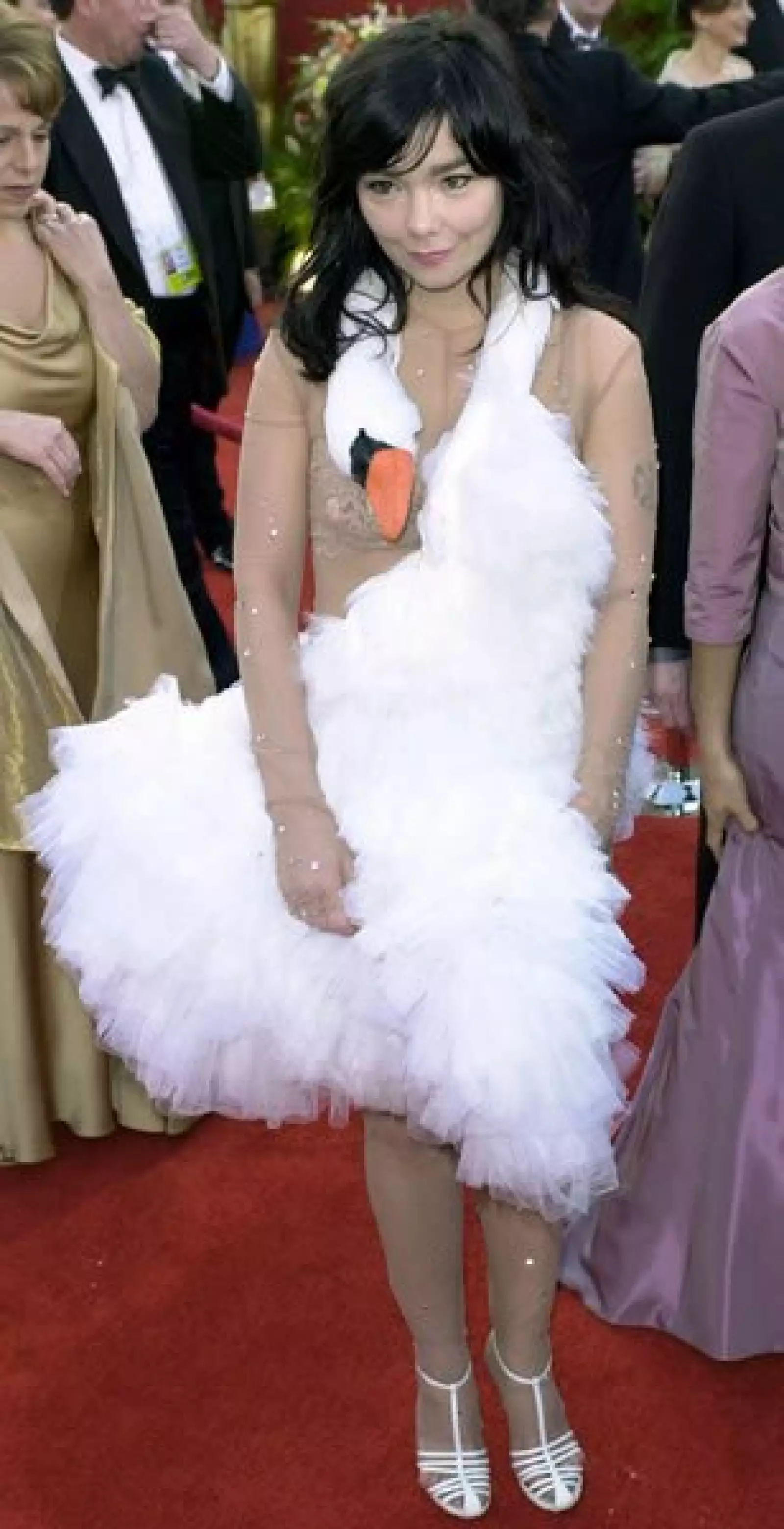 Este es uno de los outfits más recordados de la cantante Björk quién con su estilo original y diferente en la música, también lo usa para vestir.