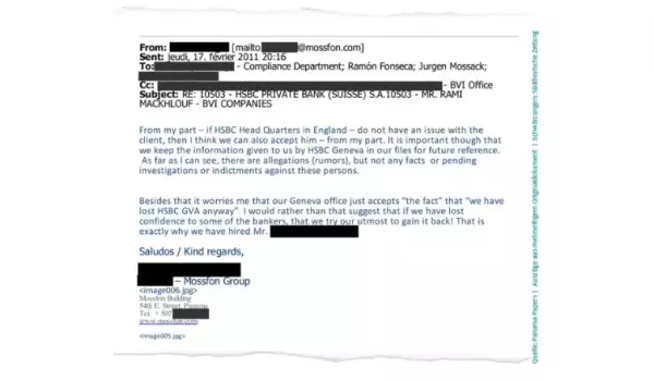 Un correo de un empleado de Mossack Fonseca fechado en febrero de 2011