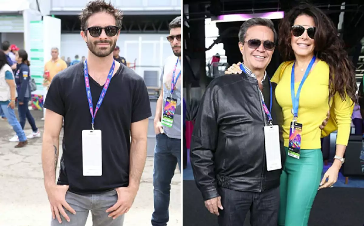 Osvaldo Benavides, Carlos Peralta y MAriana Tort en el Autódromo Hermanos Rodríguez