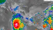 Imagen satelital del avance del huracán Trudy sobre el Pacífico mexicano.