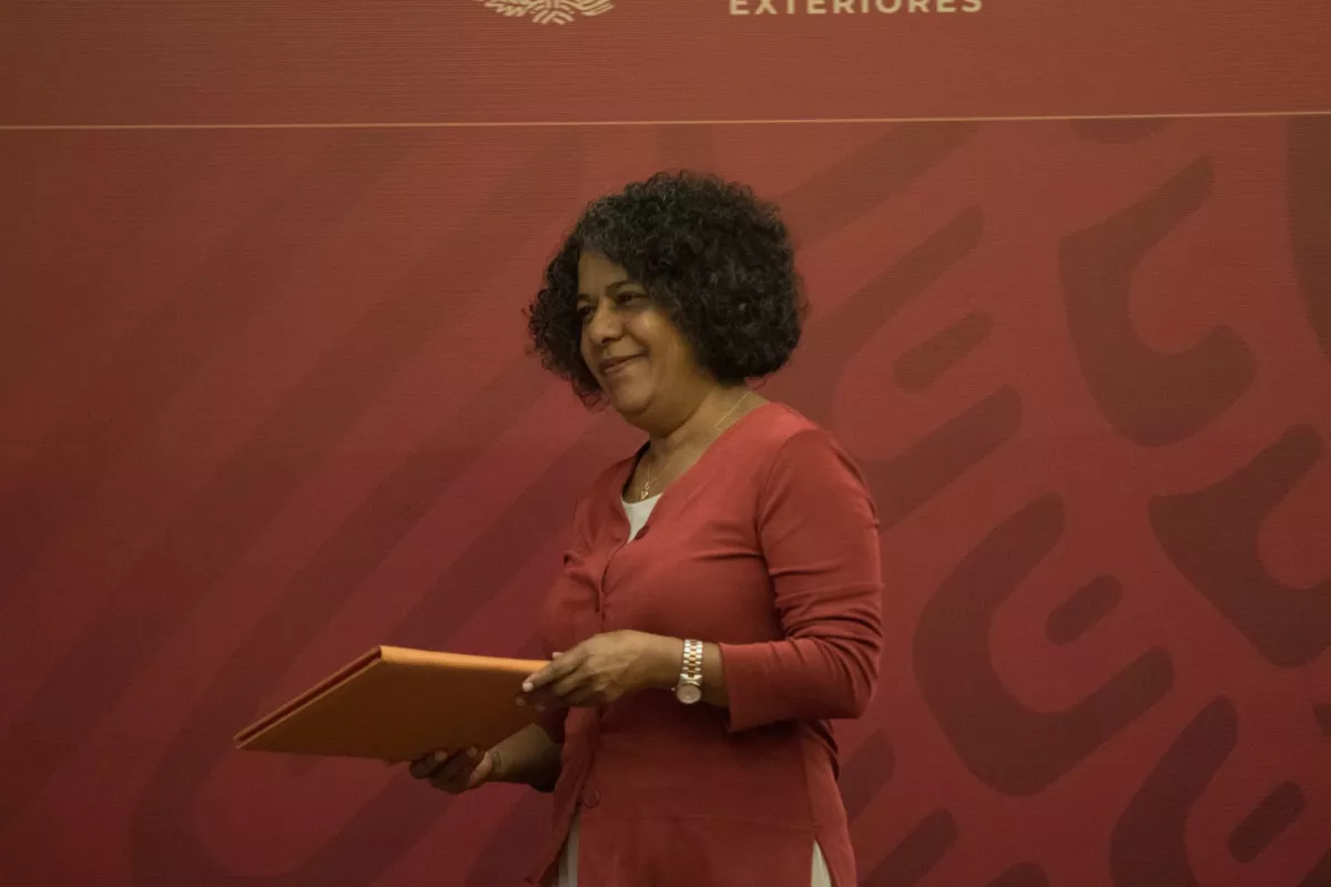 CIUDAD DE MÉXICO, 08OCTUBRE2019.- María Candelaria Ochoa Ávalos, Comisionada Nacional para Prevenir y Erradicar la Violencia contra las Mujeres (CONAVIM), durante el evento conmemorativo sobre la ratificación de la Convención Interamericana para Prevenir, Sancionar y Erradicar la Violencia contra la Mujer, en la cancillería.  
FOTO: MOISÉS PABLO /CUARTOSCURO.COM