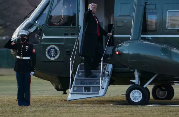 President Trump Departs White House For Final Time In His Presidency