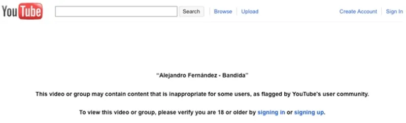 La página de videos YouTube restringió el acceso al clip del más reciente tema del cantante debido a que considera que tiene `contenido inapropiado´ para menores de edad.