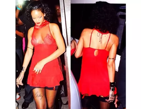 Rihanna prefirió ocultar su rostro en las fotografías.