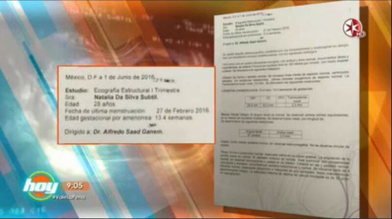La actriz envió este documento que muestra que la edad de gestación de su bebé corresponde a su tamaño.