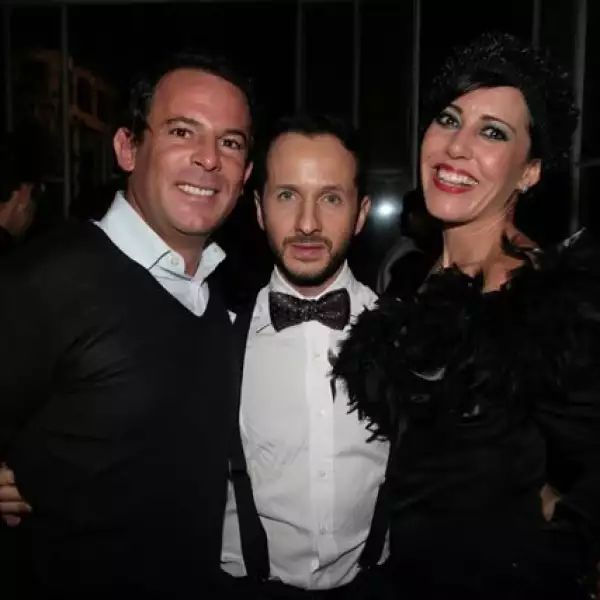 Eugenio López, Óscar Madrazo, Stephanie Salas en el cumpleaños del dueño de Contempo Models realizado en la colonia Roma.