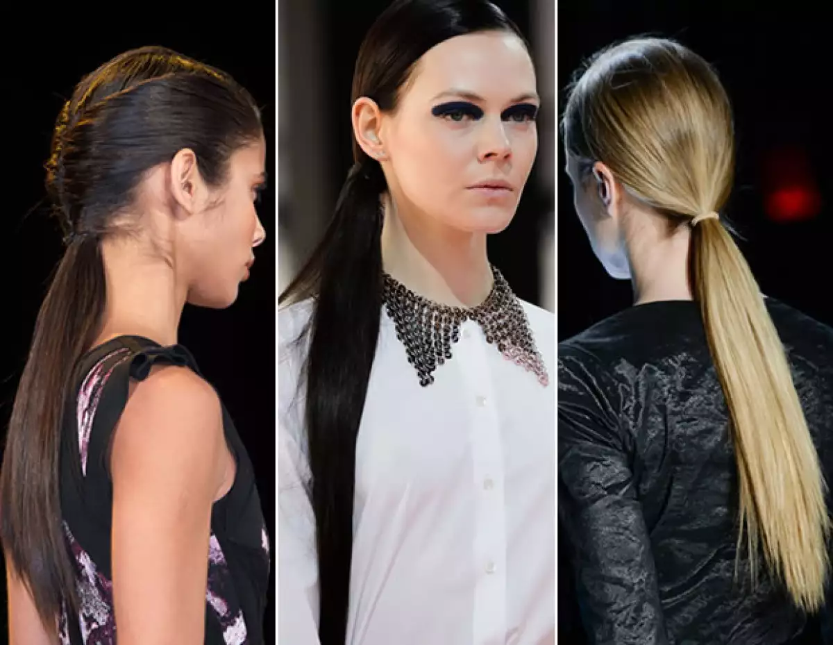 Hervé Leger, Christian Dior y Nicole Miller proponen las low ponytails para el otoño.