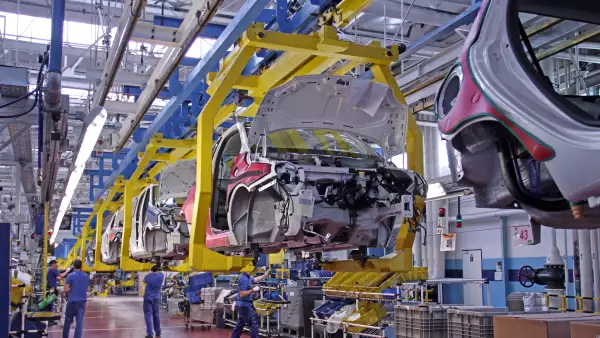 Modern vehicles on the production line