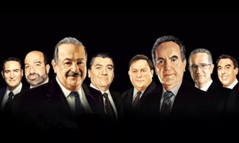 De izquierda a derecha: Ricardo Martín Bringas, Patrick Slim Domit; Carlos Slim Helú, José Antonio Fernández, Armando Garza Sada, Alberto Baillères González, Ricardo Salinas Pliego, Emilio Azcárraga Jean (Foto: José Quintero)