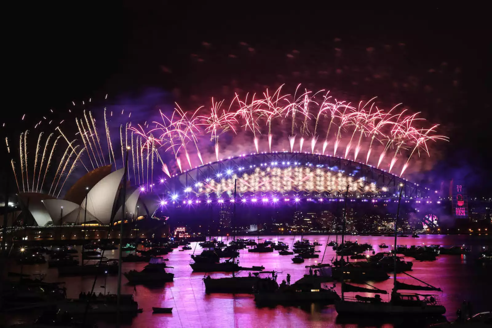 New Year's Eve midnight fireworks, Sydney, Australia - 31 Dec 2020