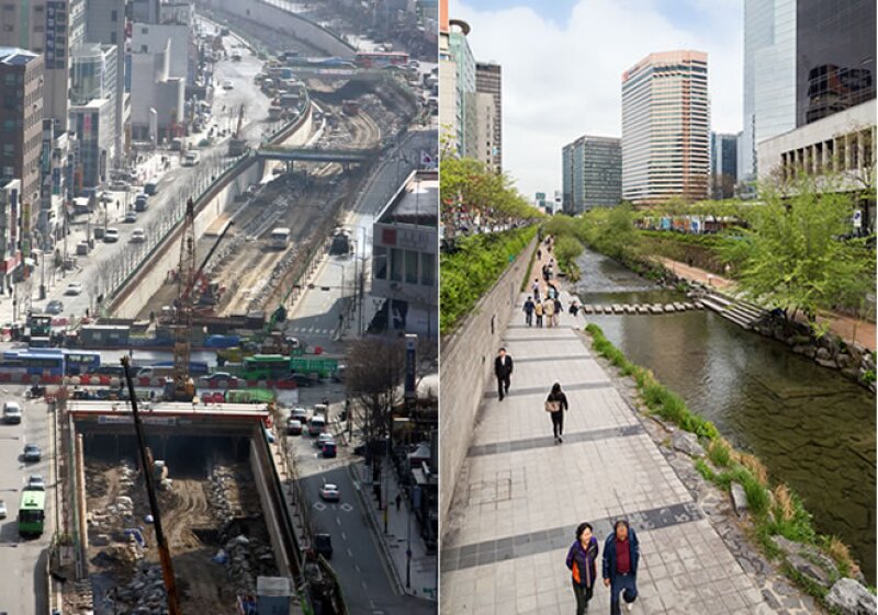 Resultado de imagen para rio Cheonggyecheon en Seúl (Corea del Sur)