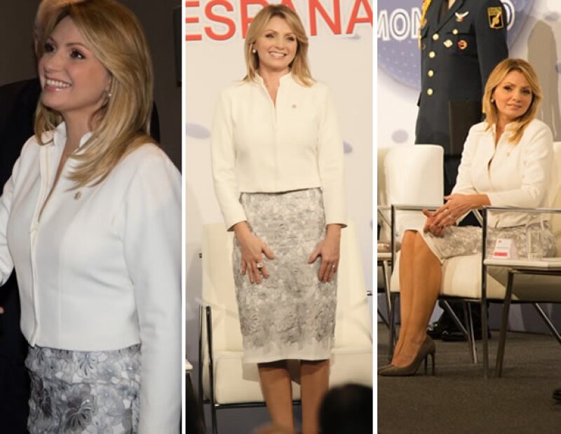 La esposa del presidente Enrique Peña Nieto llevó un look del mexicano Benito Santos.