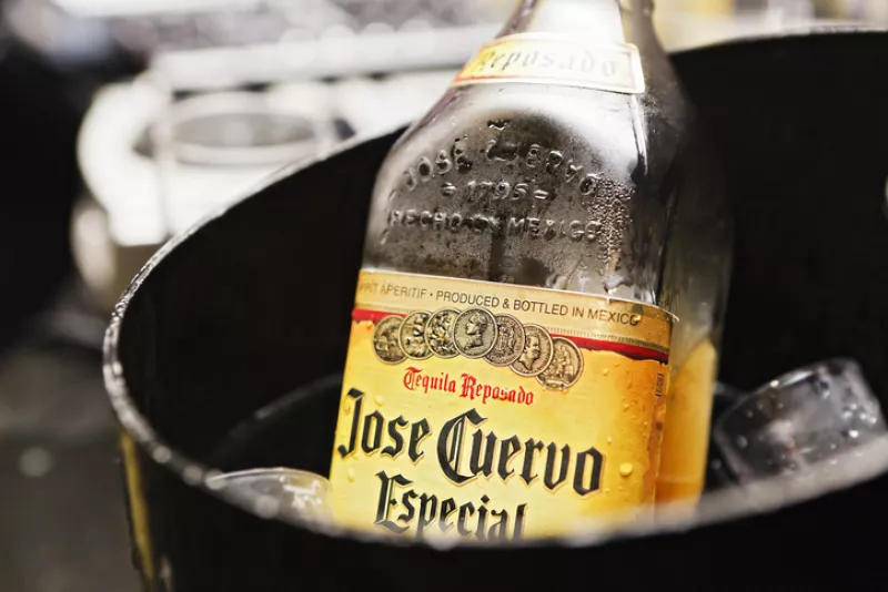 Jose Cuervo Especial tequila chilling in ice bucket