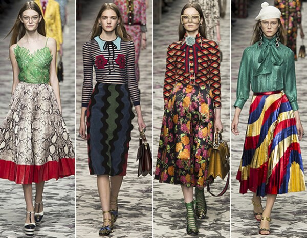 Las faldas midi son un must definitivo también para Gucci.