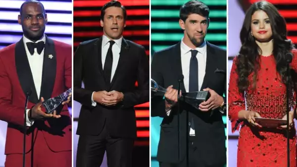 Michael Phelps, Serena Williams y LeBron James fueron los atletas favoritos de la noche; y entre los invitados de honor figuraron Selena Gomez, Ben Affleck y Jon Hamm como presentadores.