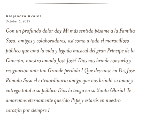 Condolencia Alejandra Avalos